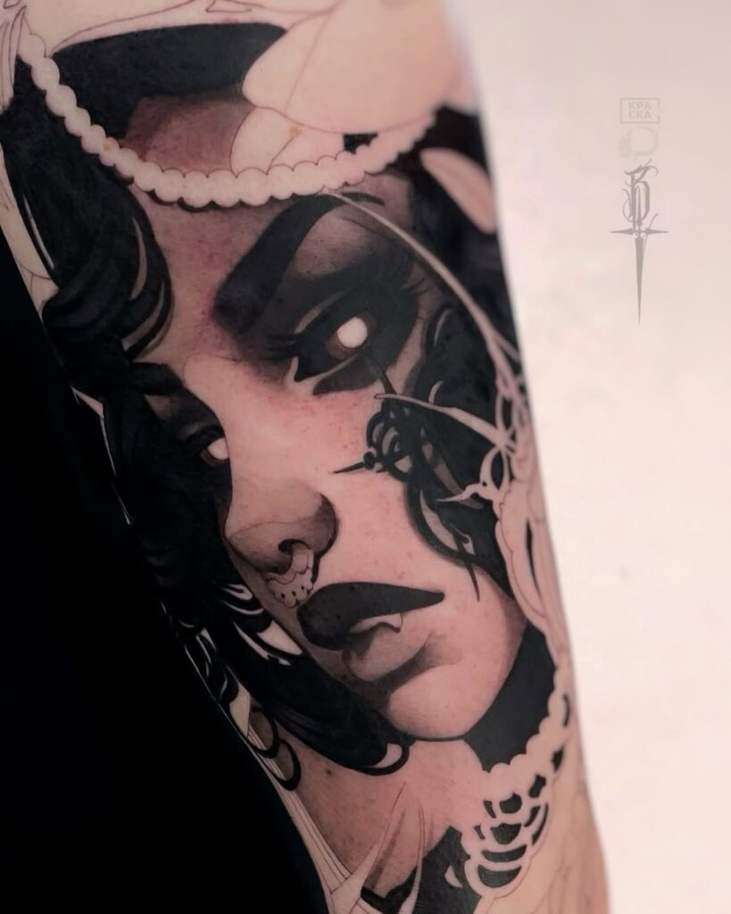 Tatuaggio ritratto dark fantasy