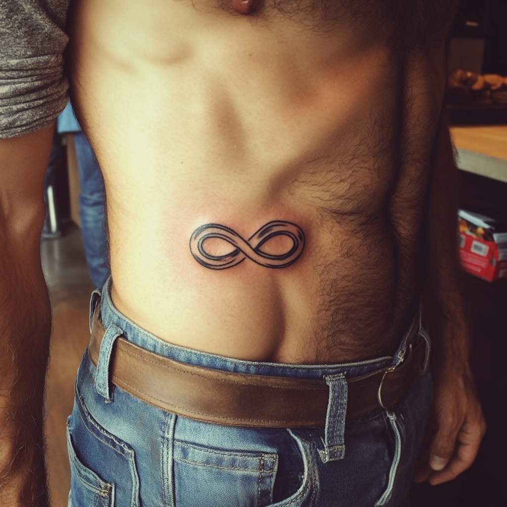 Tatuaje de estómago con el símbolo del infinito