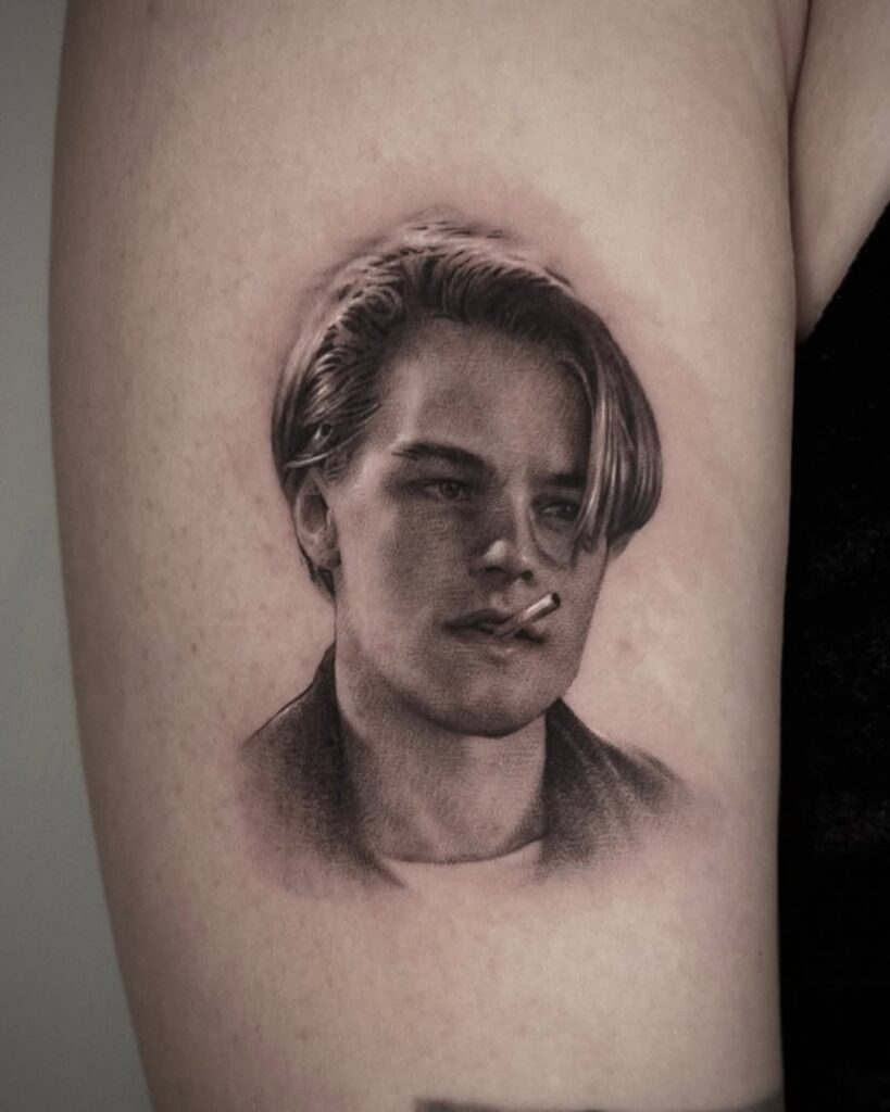 Tatuaggio con ritratto di Leonardo Dicaprio