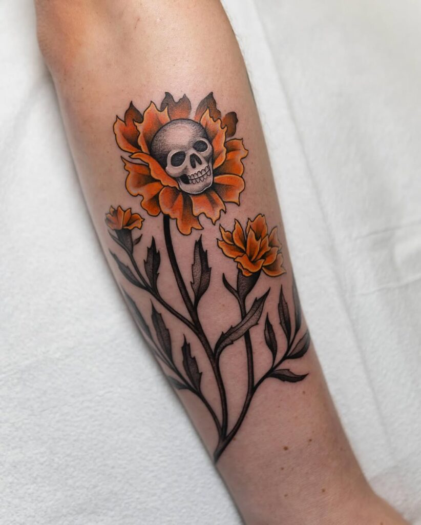 Marigold Skull Tattoo