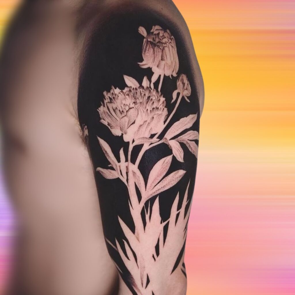 Negative Space Sleeve Tattoo