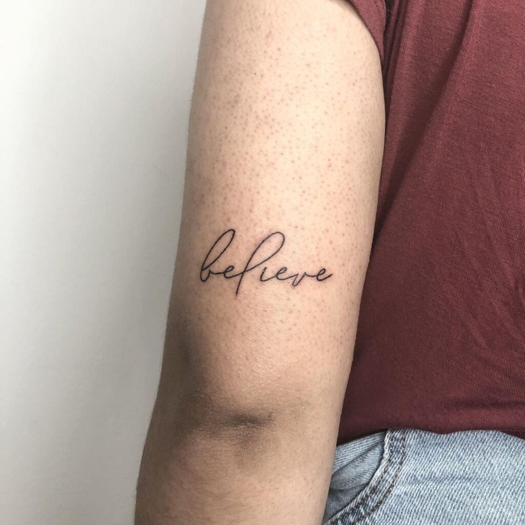 Small Word Believe Tattoo