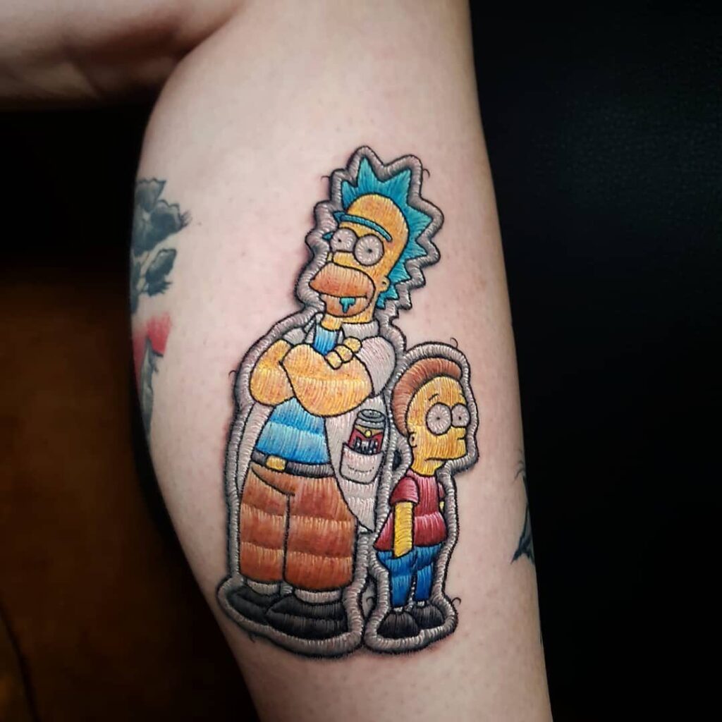 Tatuaggio a ricamo dei Simpson