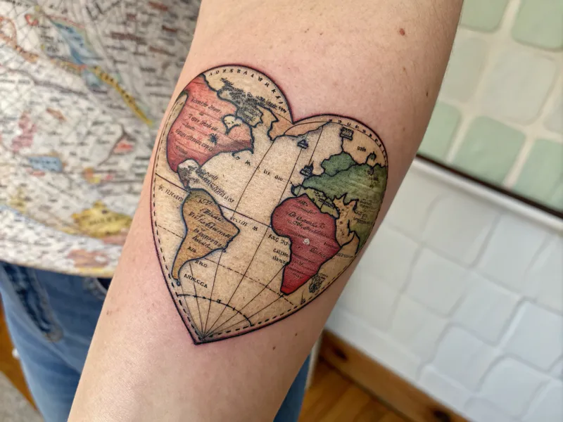 Vintage-Map-Heart-Tattoo