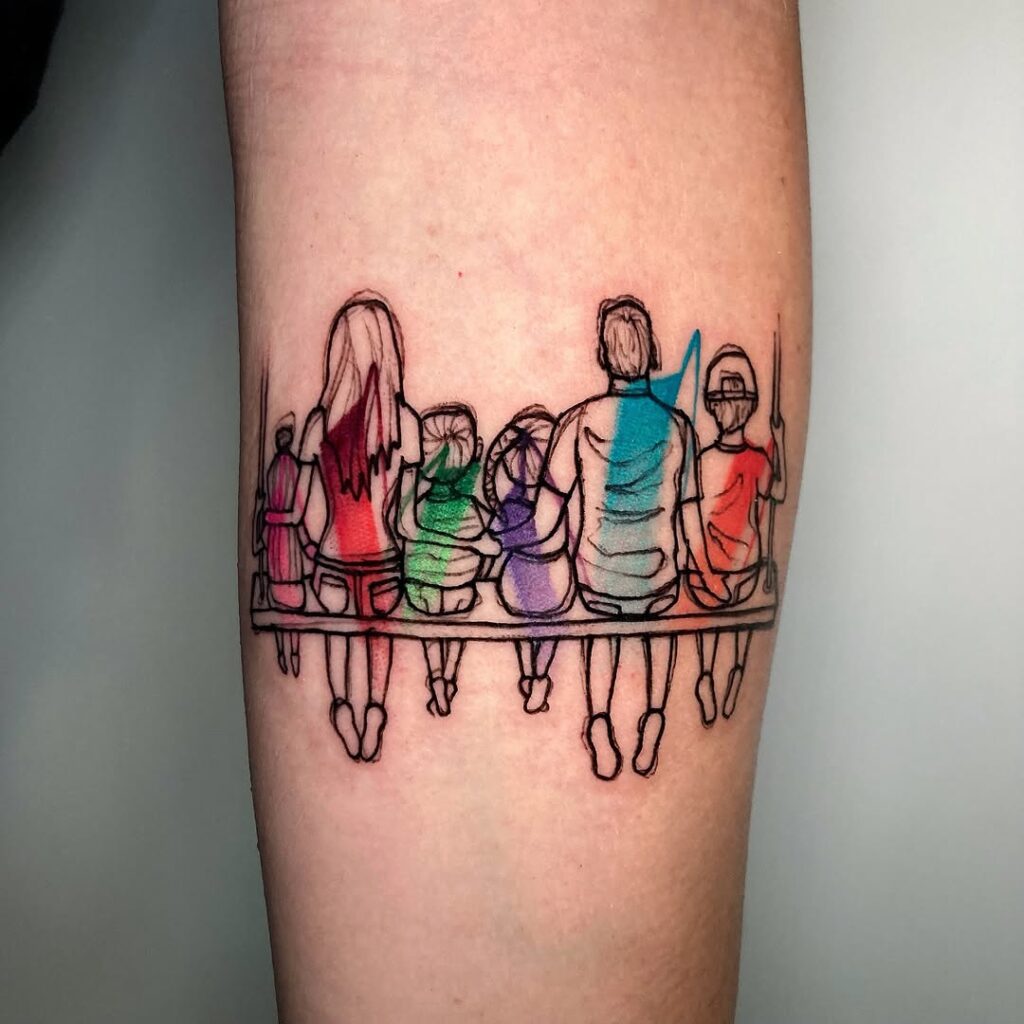 Tatuagem de família em aguarela