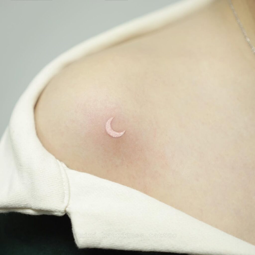 White Tiny Moon Tattoo