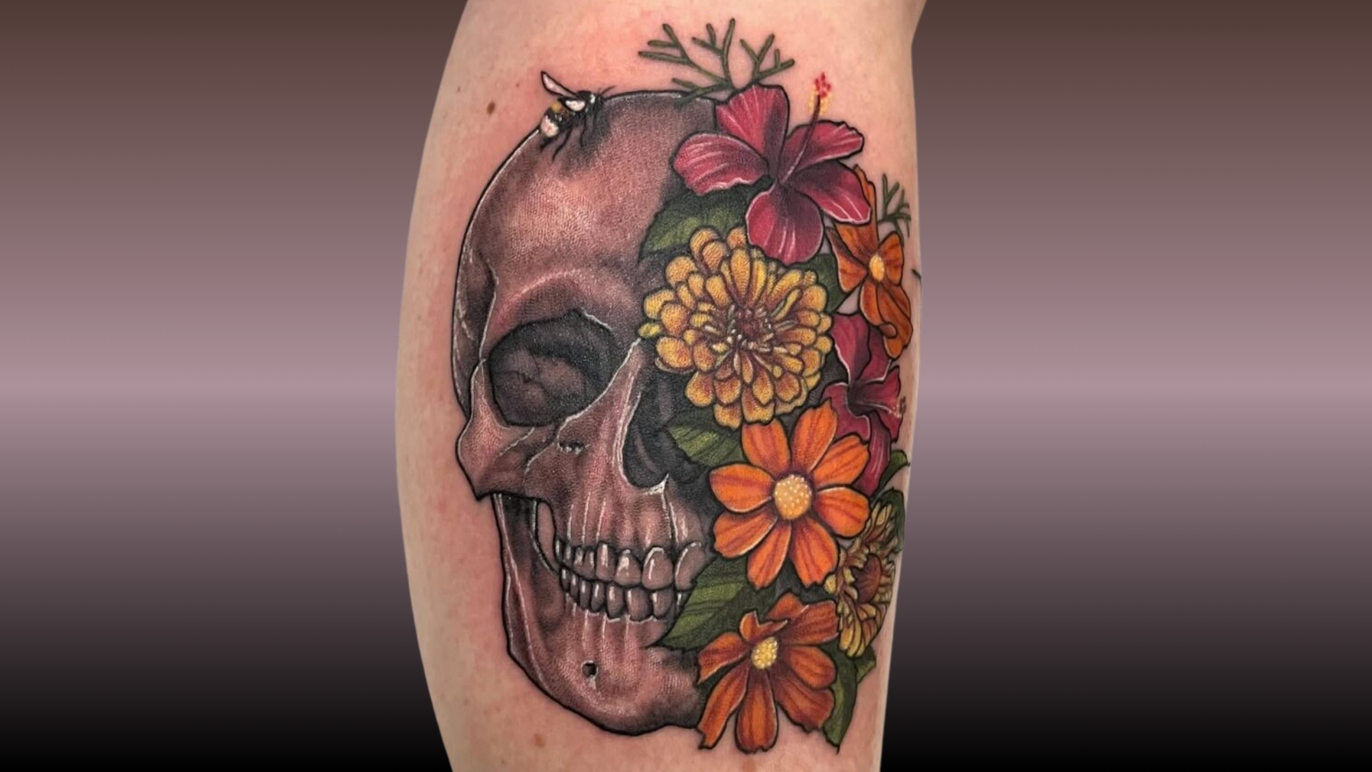 tatuagens de caveiras florais