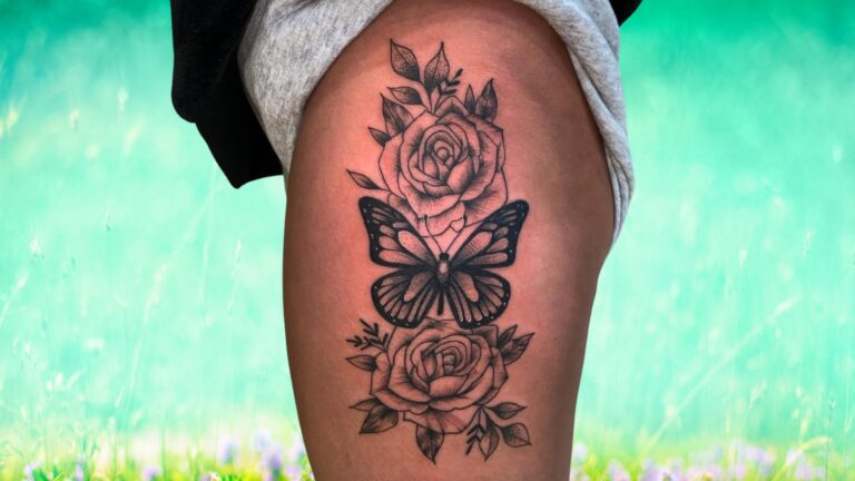 rose and butterfly tattoo