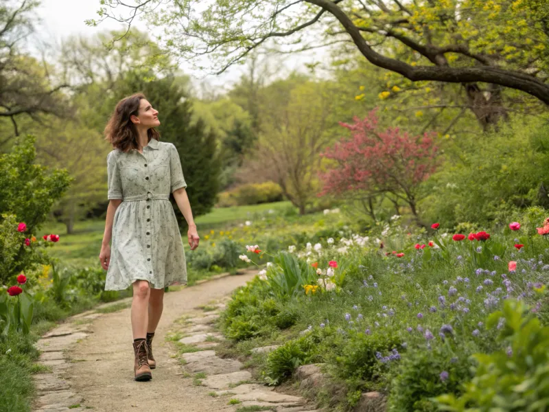 Button-Down Dress with Ankle Boots