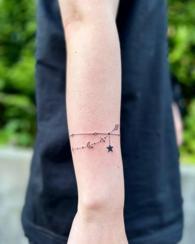  Celestial Wrist Wrap Tattoo