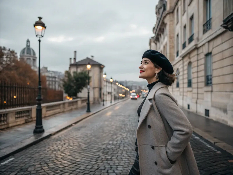 Chic Beret and Tailored Coat