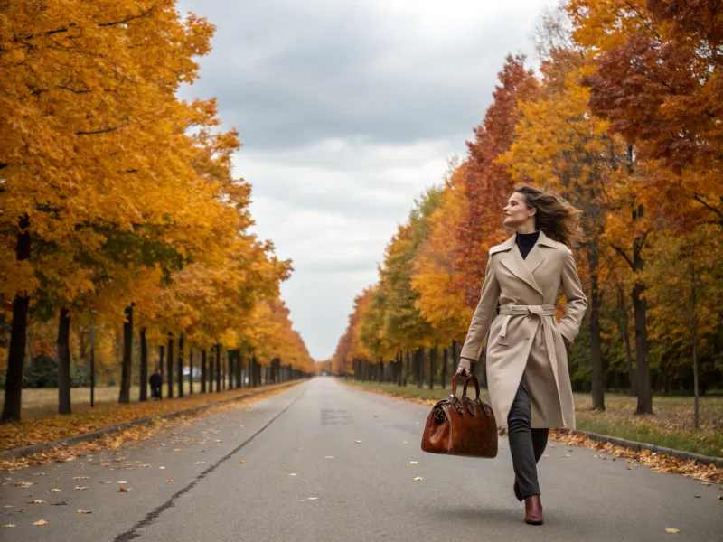 Classic Trench Coat with Tailored Trousers