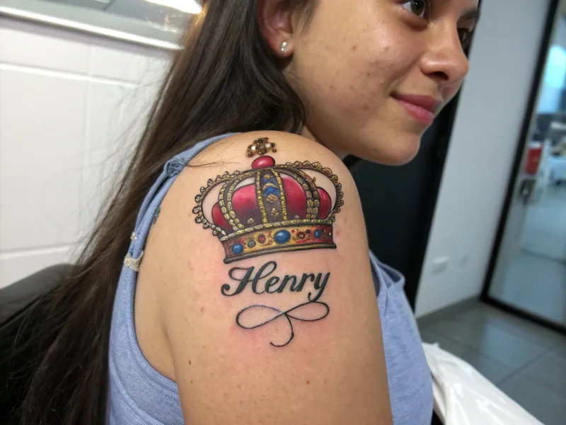 Tatuaje del nombre de la corona