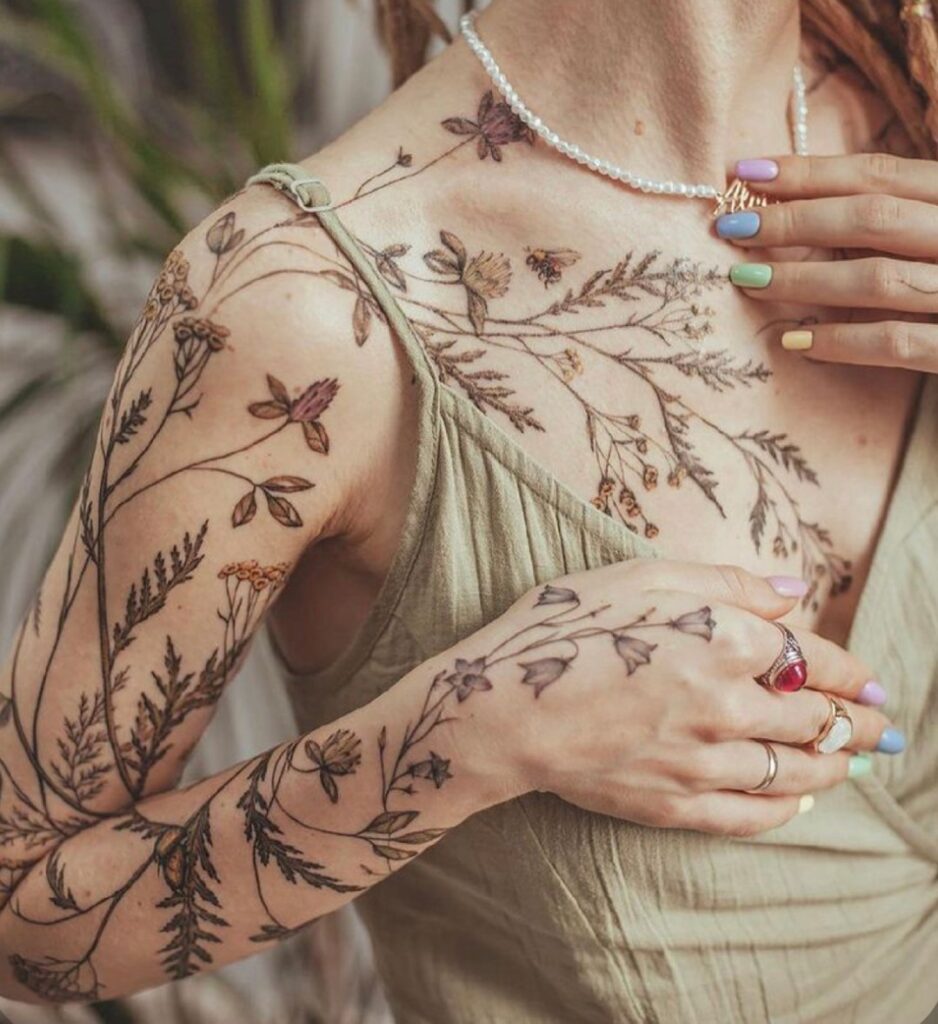 Earthy Bohemian Tattoo Sleeve