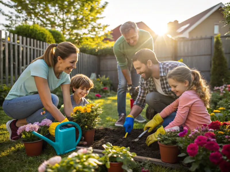 Aventura de jardinagem em família