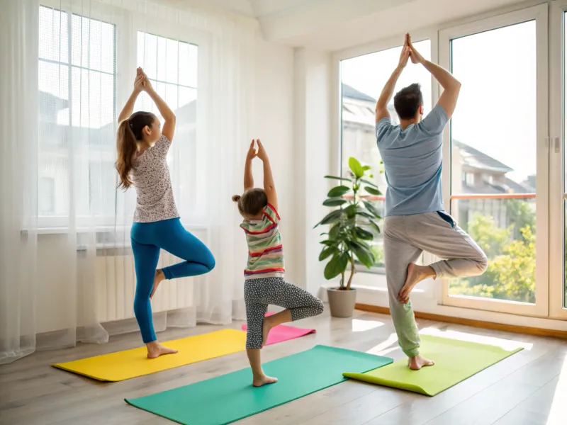 Sesión de yoga en familia