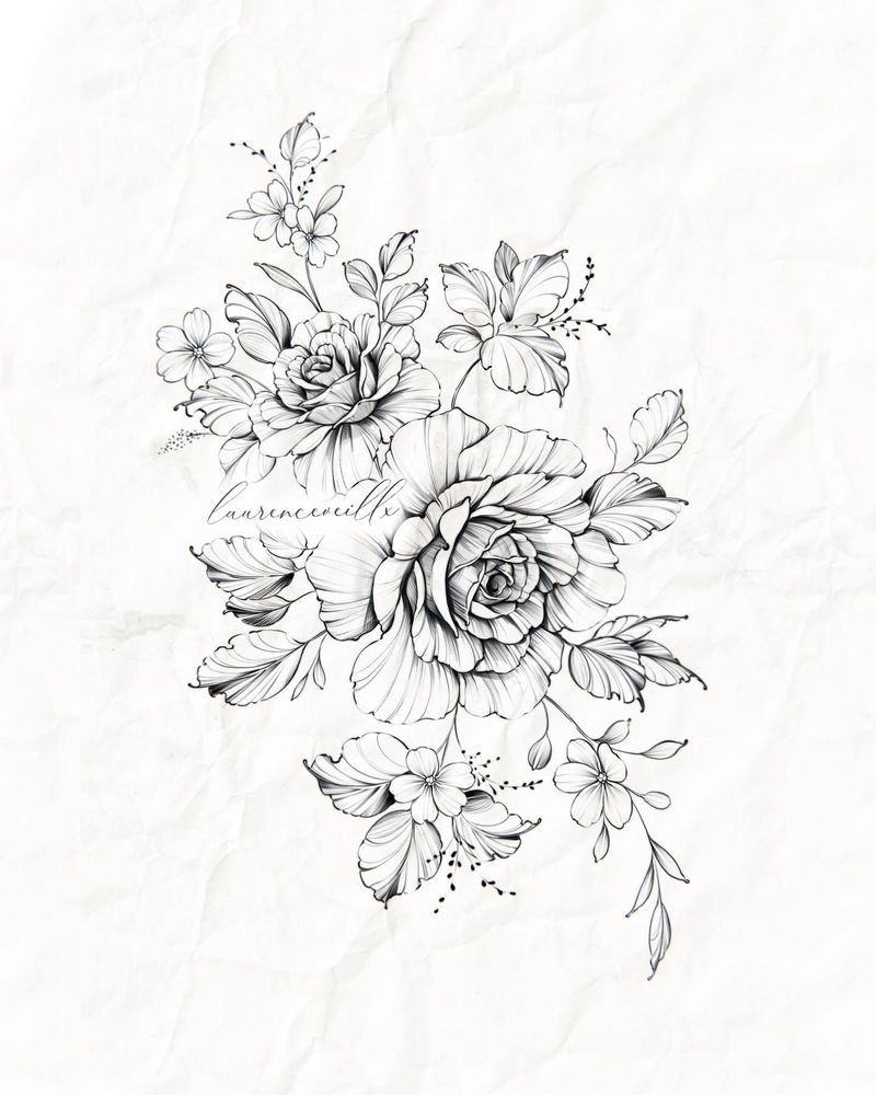 Plantilla de tatuaje floral