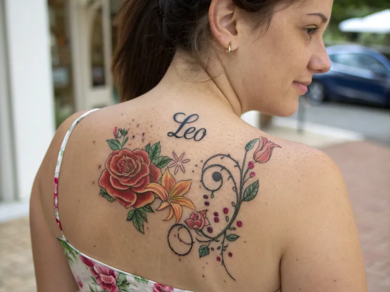 Tatuaje de nombre floral