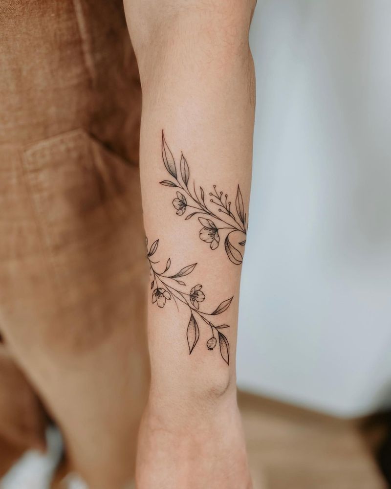 Floral Wrist Wrap Tattoo