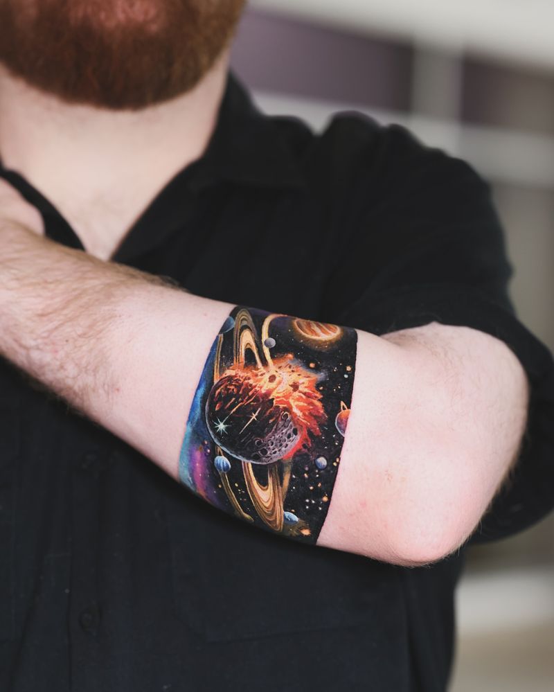 Galaxy Arm Wrap Tattoo