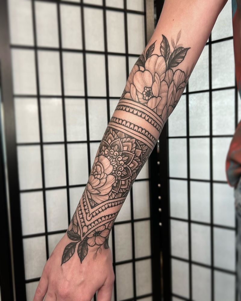 Mandala Arm Wrap Tattoo