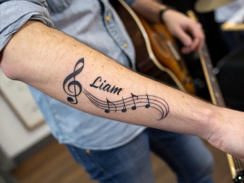 Tatuaje del nombre de una nota musical