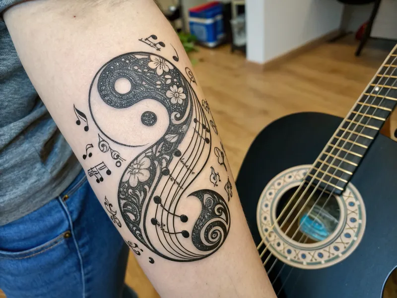 Tatuagem de música Yin Yang