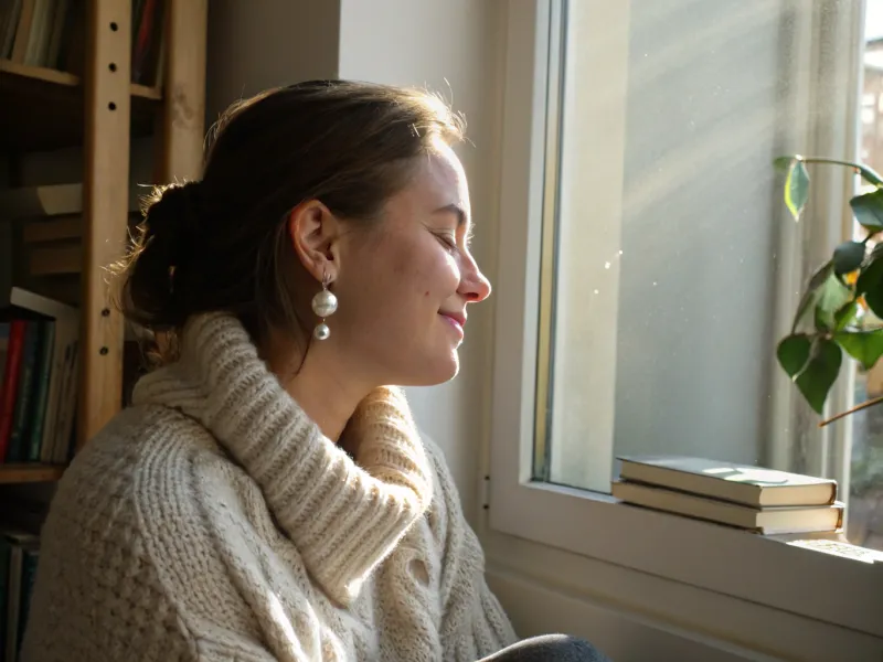 Pearl Earrings and Knit Sweater Combo