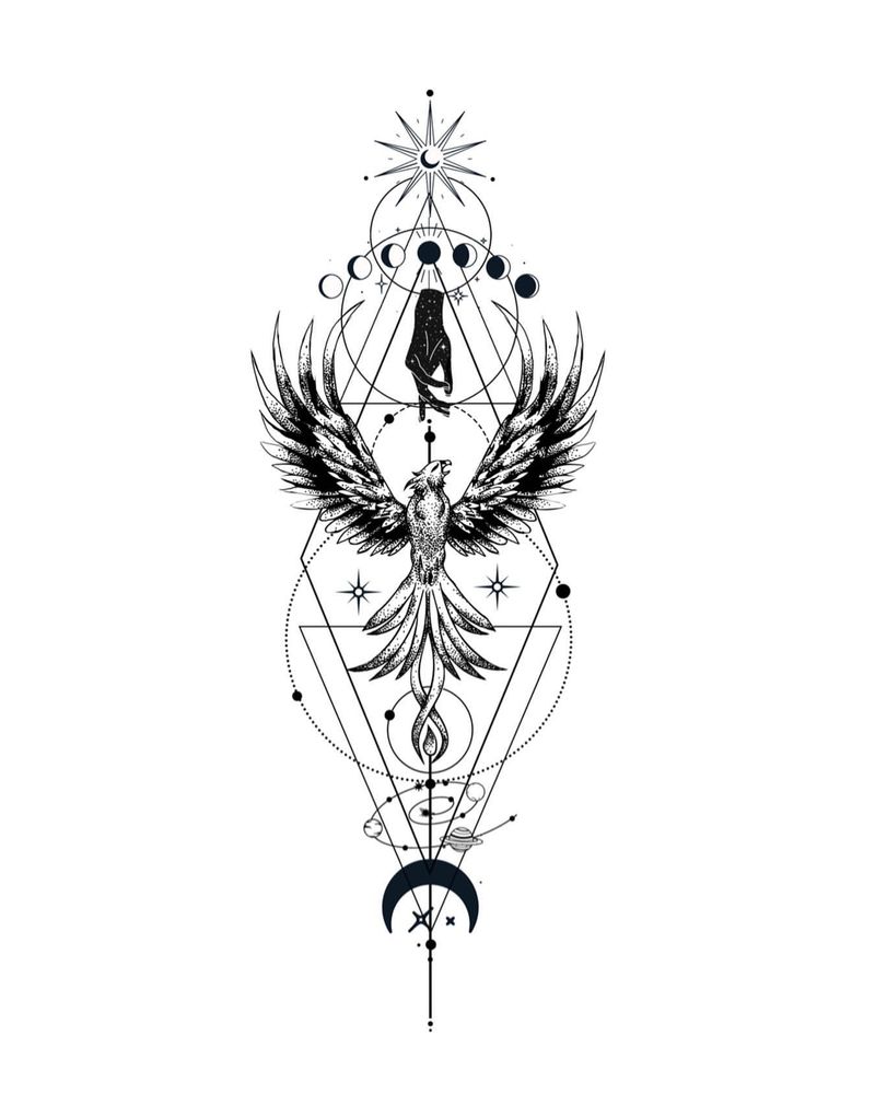 Plantilla para tatuaje Phoenix Rise