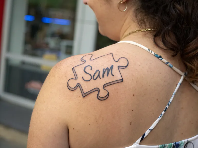 Puzzle Piece Name Tattoo