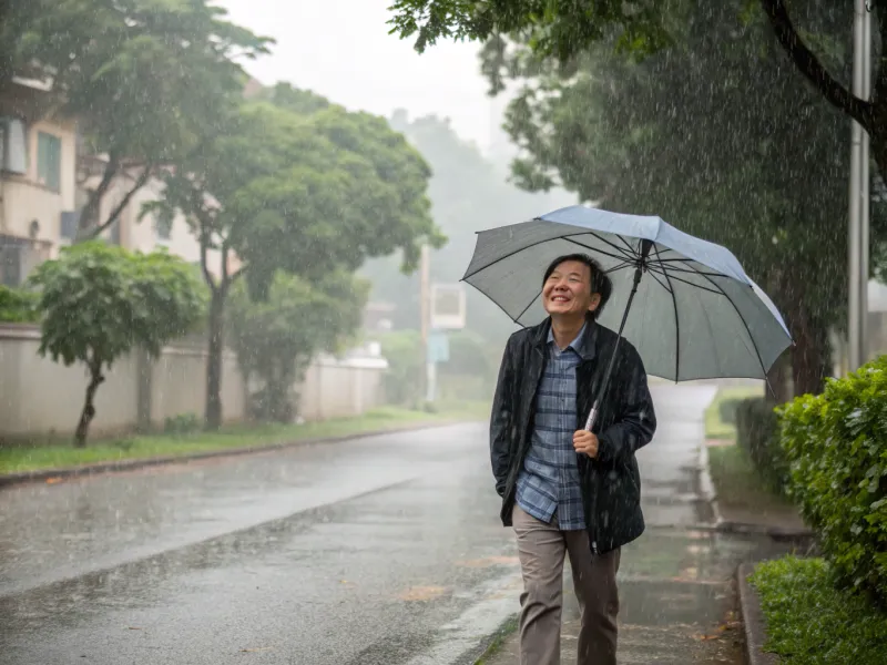 Caminhada num dia de chuva