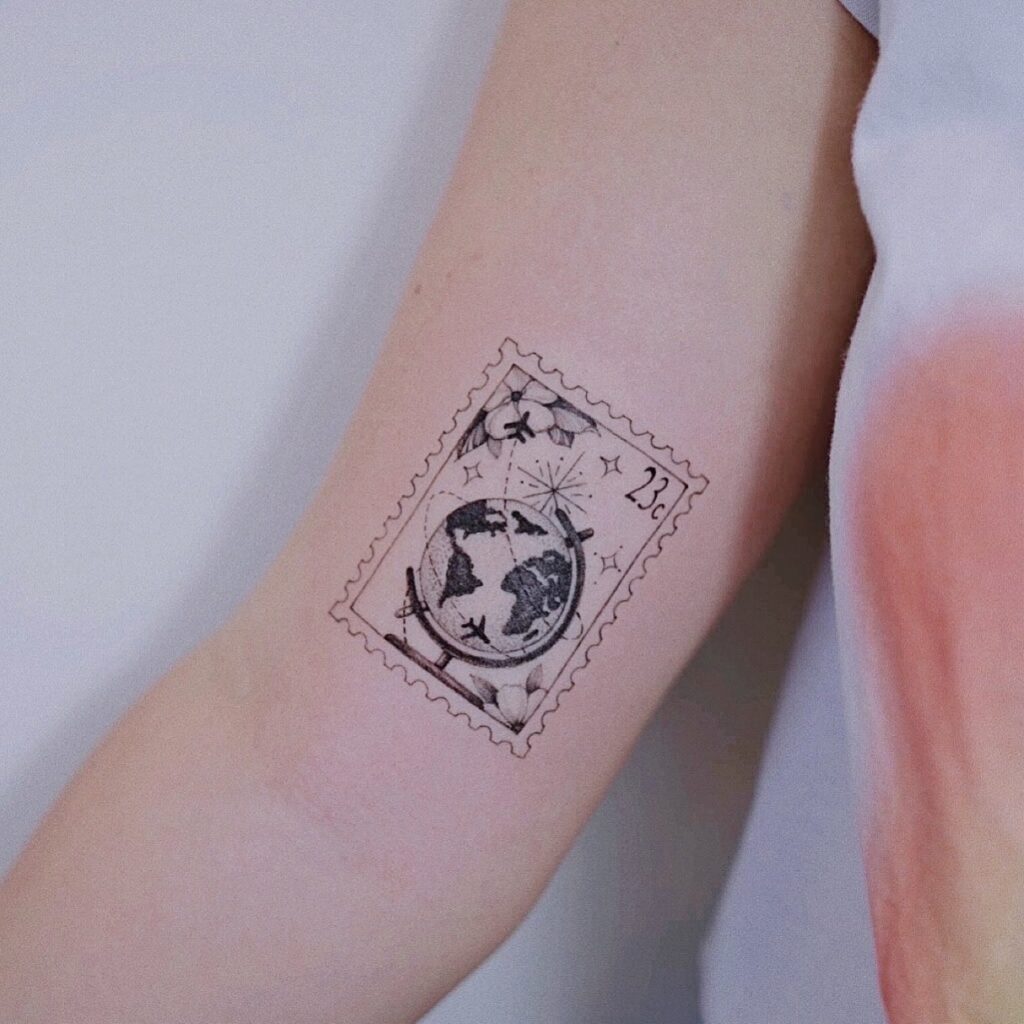 Stamp Tattoo For Travel Lovers