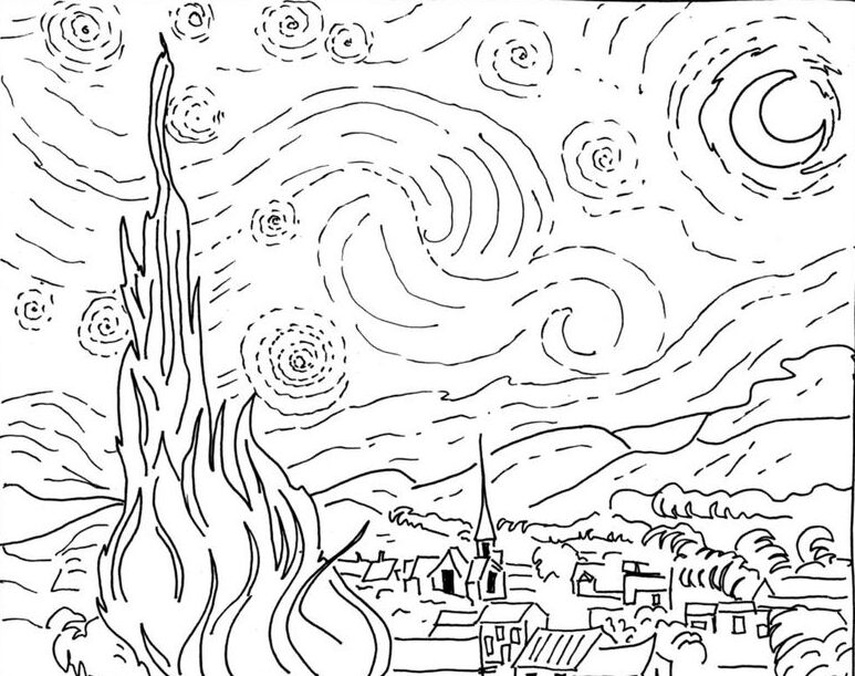 Plantilla para tatuaje Starry Night