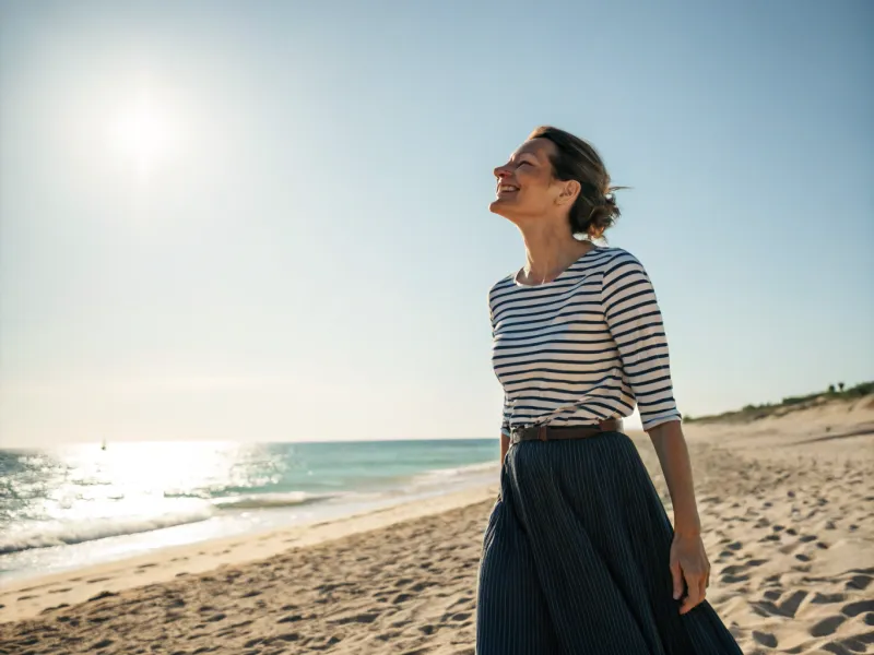 Striped Breton Top with Pleated Skirt