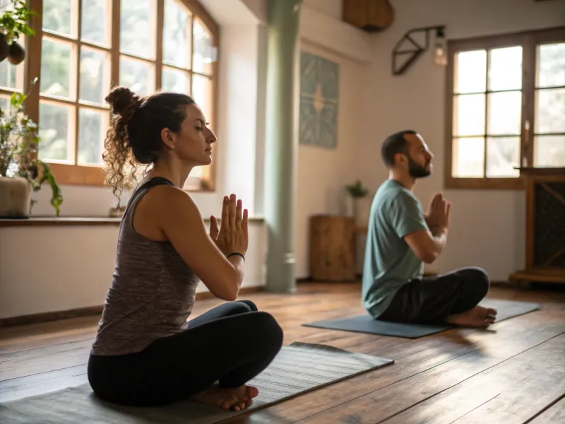 Asistir juntos a una clase de yoga