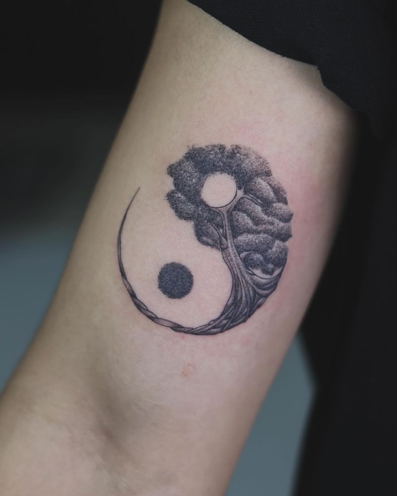 Tatuagem da árvore da vida Yin Yang