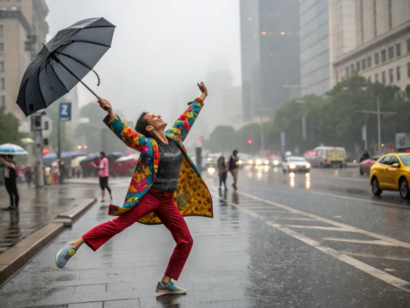 Passeio de dança com guarda-chuva