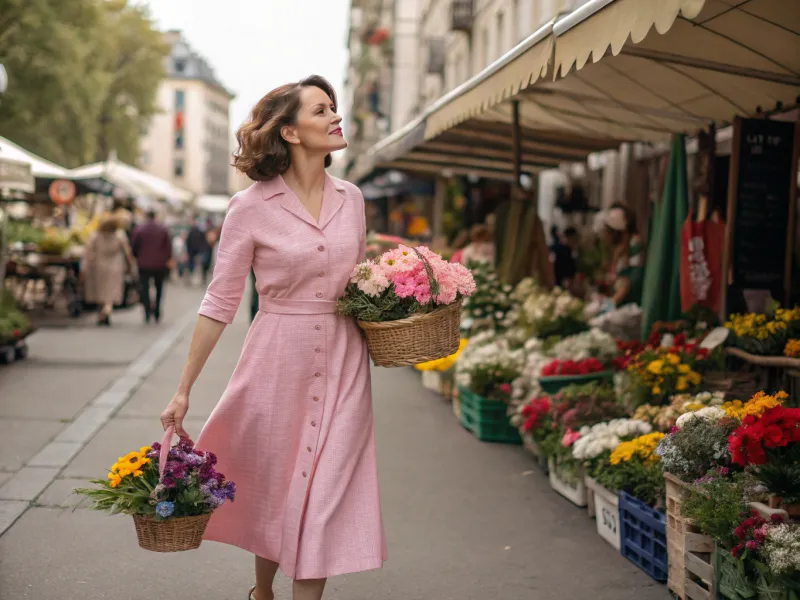 Vestido midi de inspiración vintage