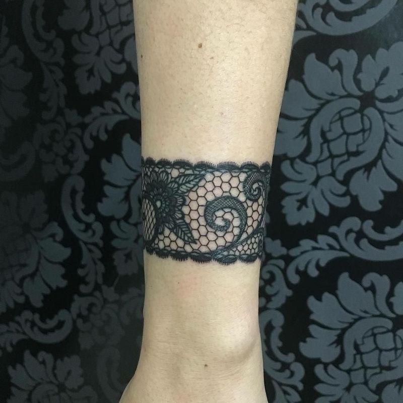 Vintage Lace Wrist Wrap Tattoo