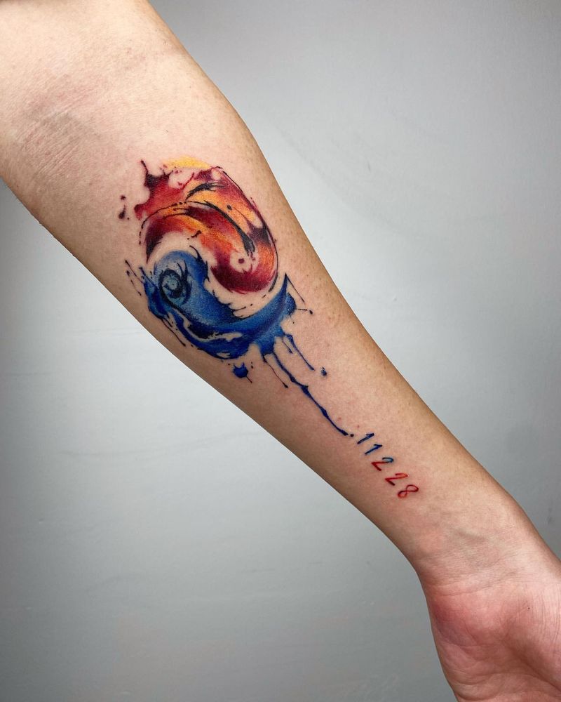 Tatuagem Yin Yang em aguarela