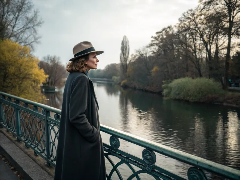 Fedora di lana con maxi cappotto