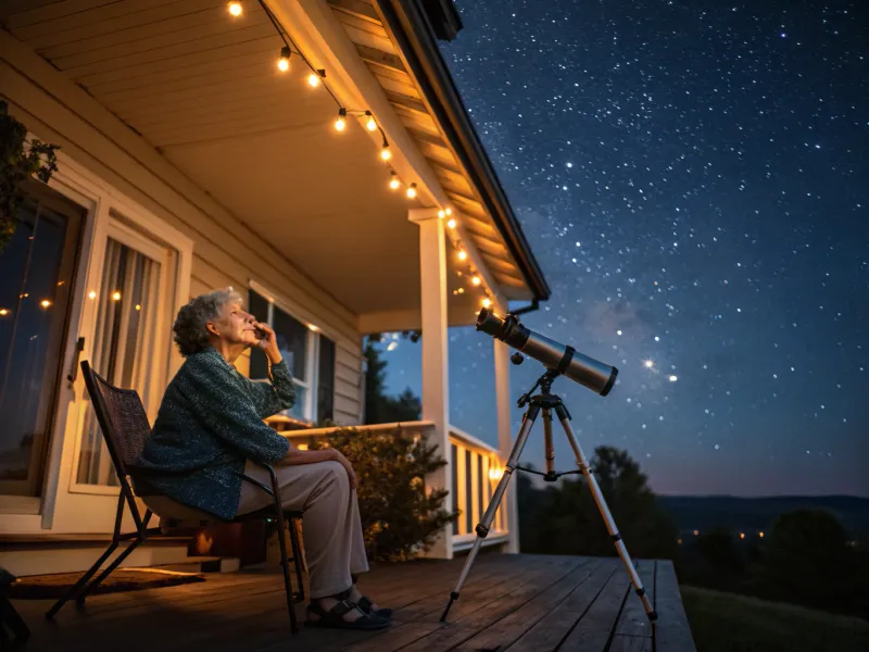 Observar las estrellas a solas en el porche