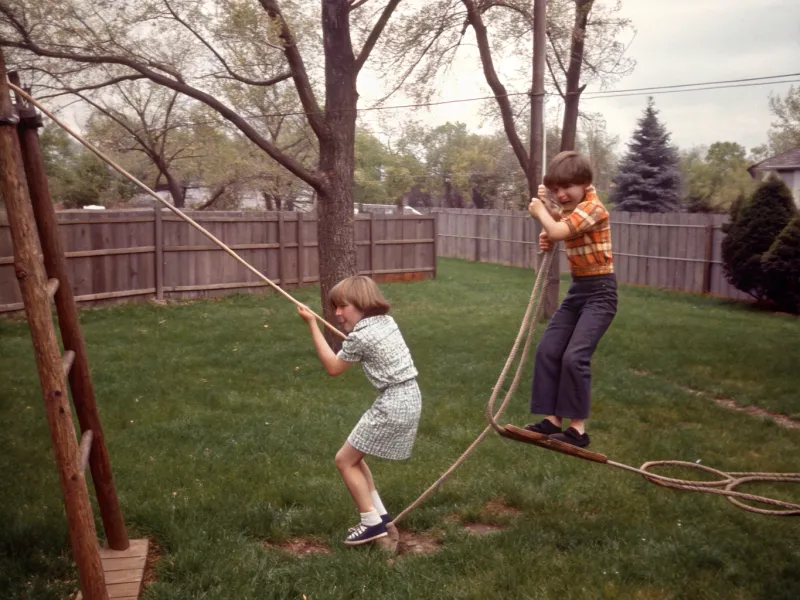 Riding Homemade Zip Lines