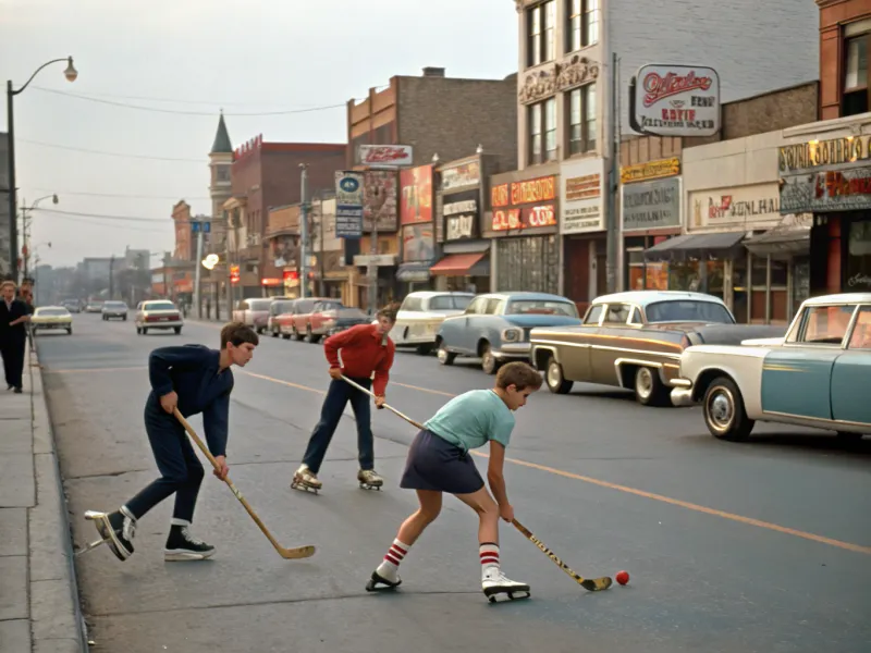 Playing Road Hockey