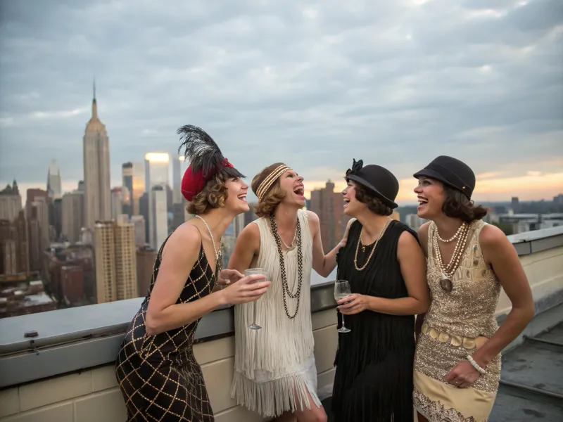 Women on a rooftop laughing at nothing and everything, 1929