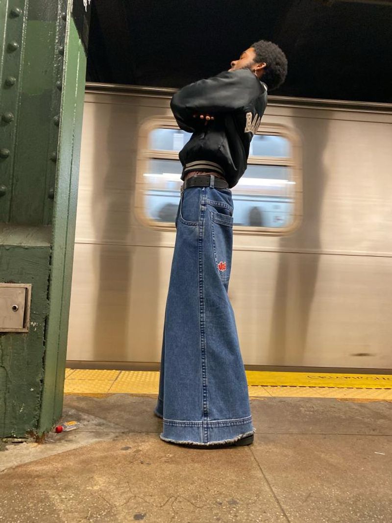 Wearing JNCO jeans so wide they had their own zip code