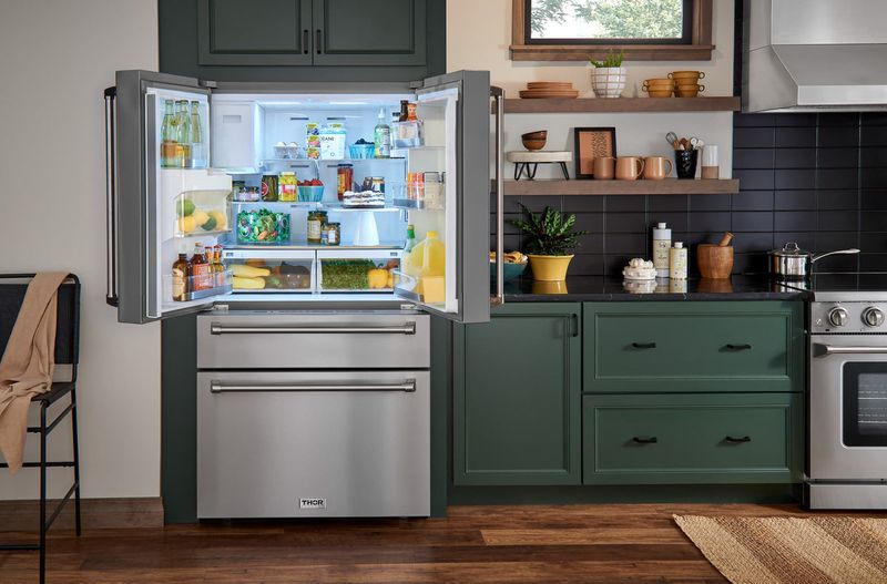 A Fridge with Ice and Water in the Door