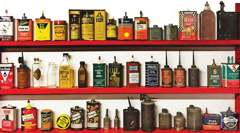 Half-empty oil containers nobody threw away