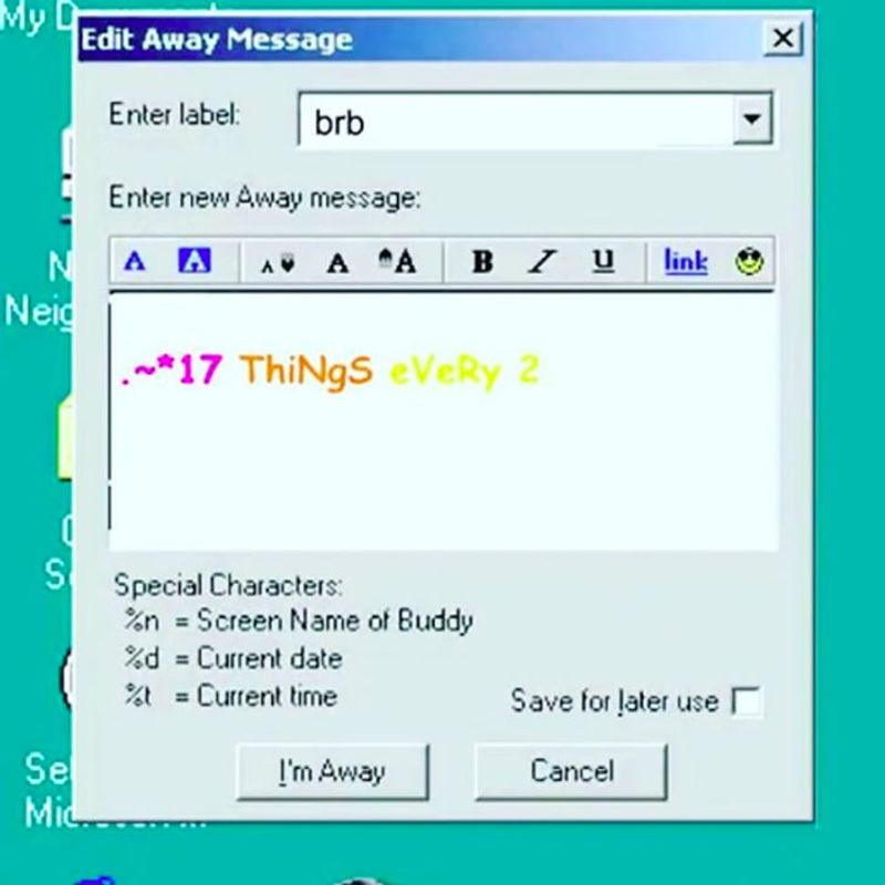 Saving AIM away messages like they were poetry