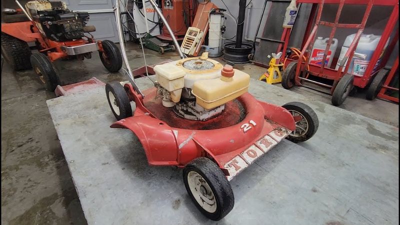 At least one broken lawnmower